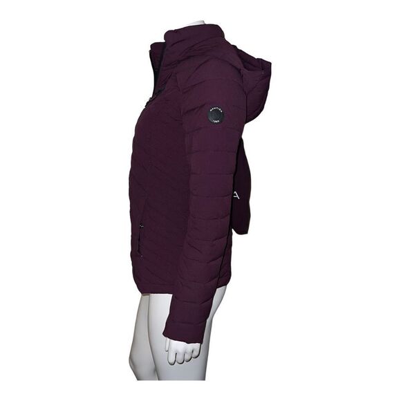 Nautica Women's Hooded Packable Short Puffer Coat Purple Tulip Q221886 Small NWT - Picture 4 of 11
